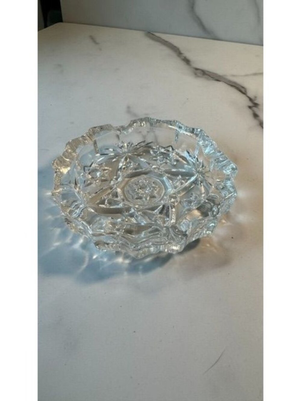 Vintage Anchor Hocking Clear Glass Ashtray-MCM-1960s, Star of David Pattern
